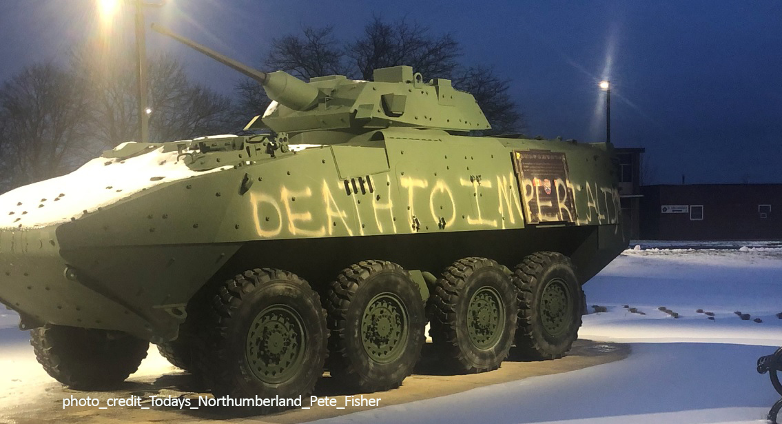 The LAV III Monument in Cobourg was found sprayed painted over the weekend.