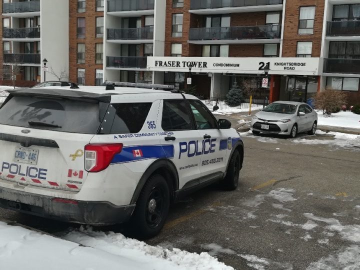 Police in the area of Bramalea Road and Clark Boulevard on Sunday.