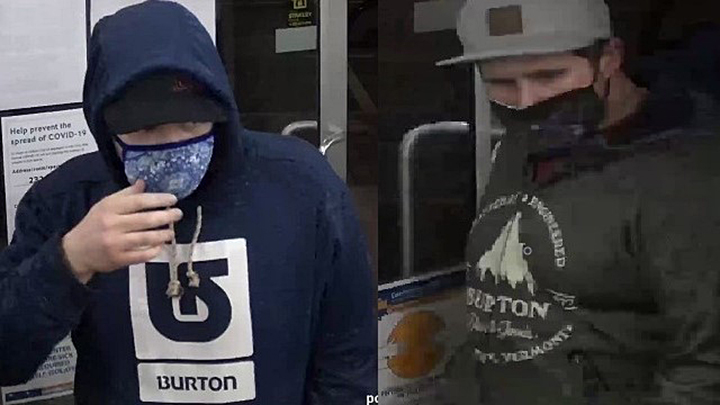 A photo of two suspects released by Penticton RCMP following a stabbing incident on the evening of Jan. 7.