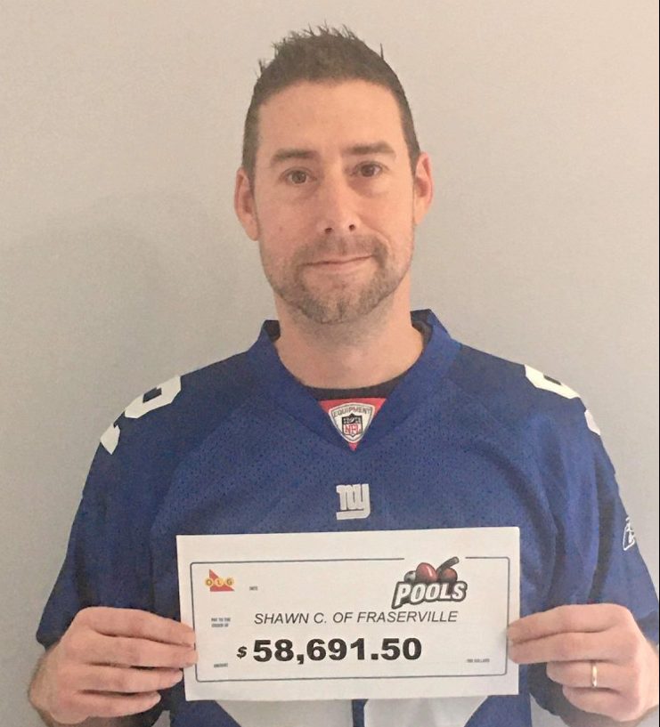 Shawn Crowell of Fraserville got way into the game to win $58,691.50 with the OLG Pools game.