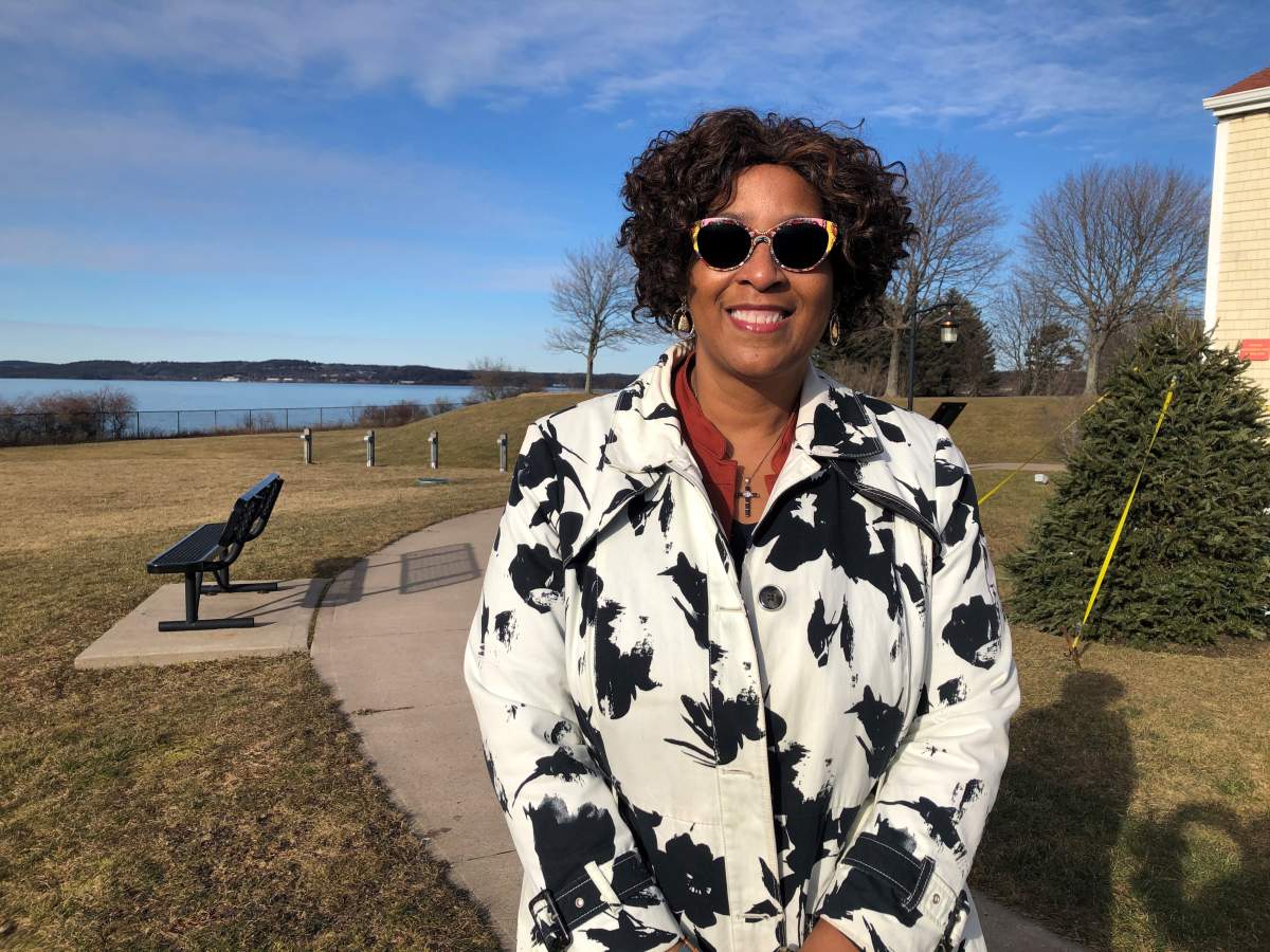 Pastor Rhonda Britton of New Horizons Baptist Church is pictured outside the Africville Museum in Halifax on Jan. 20, 2020. Britton is originally from Florida.
