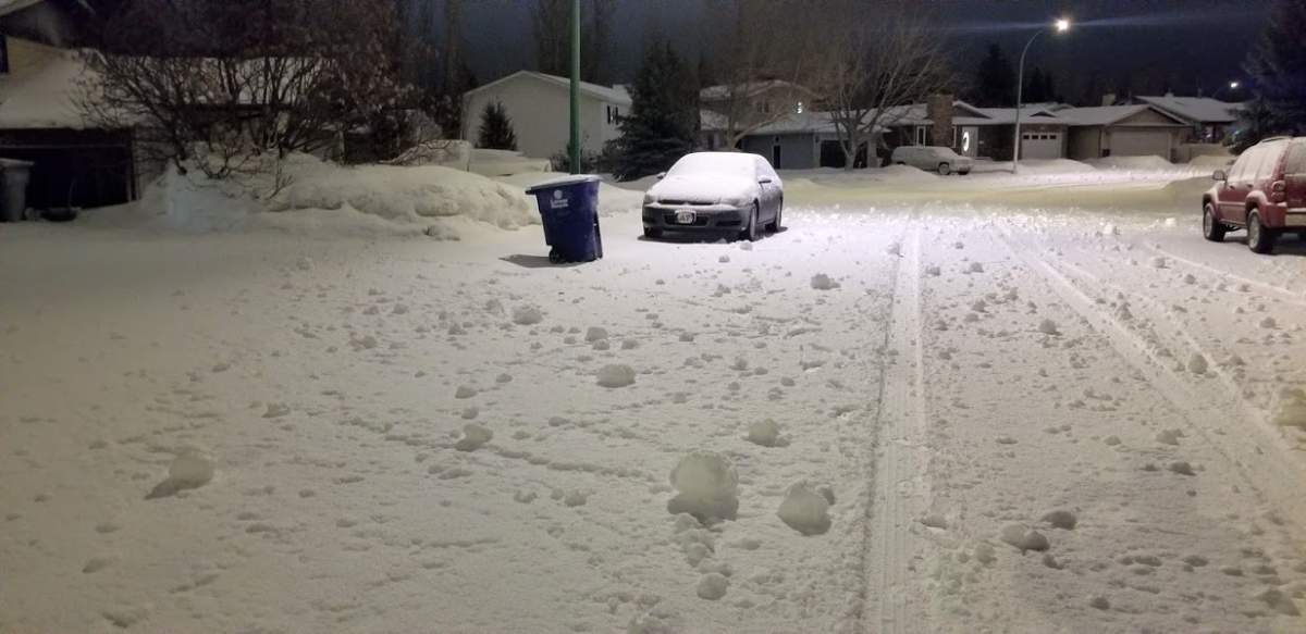 Snow rollers spotted in Saskatoon.