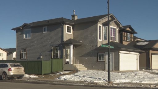 A home in Calgary’s northeast Taradale neighbourhood that still has damage from the June 2020 hailstorm, pictured on Jan. 14, 2021.