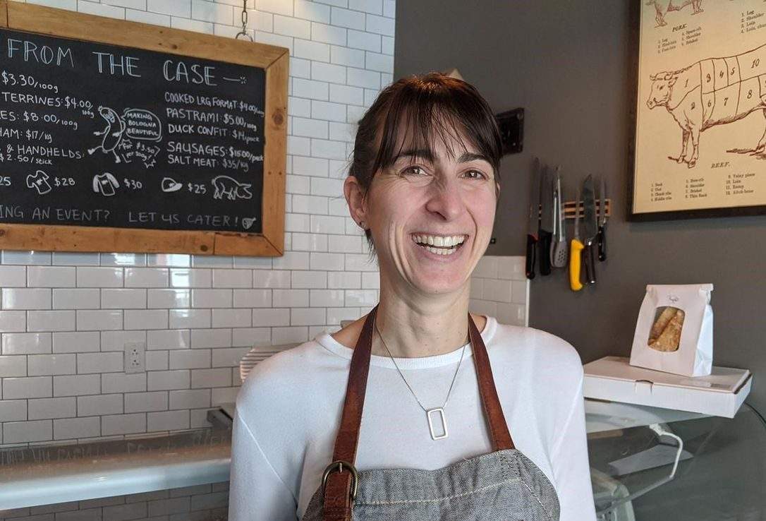 Michelle LeBlanc stands in front of the deli case at Chinched Restaurant and Deli in downtown St. John's in a March, 2020 photo. 