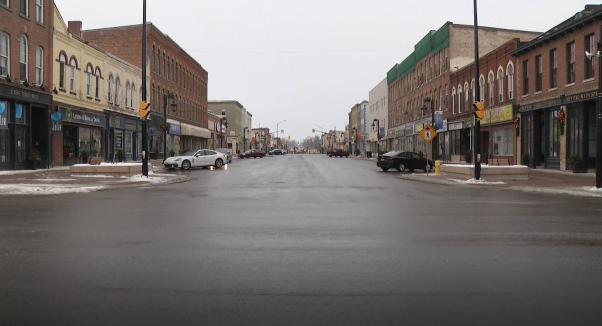 Downtown Lindsay on Jan. 12, 2021.