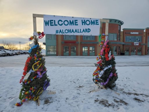 A display set up Sunday outside the Grande Prairie office of MLA and Minister of Municipal Affairs Tracy Allard.