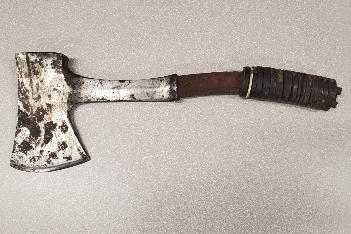 Waterloo Regional Police say they seized a hatchet in Cambridge on Thursday.