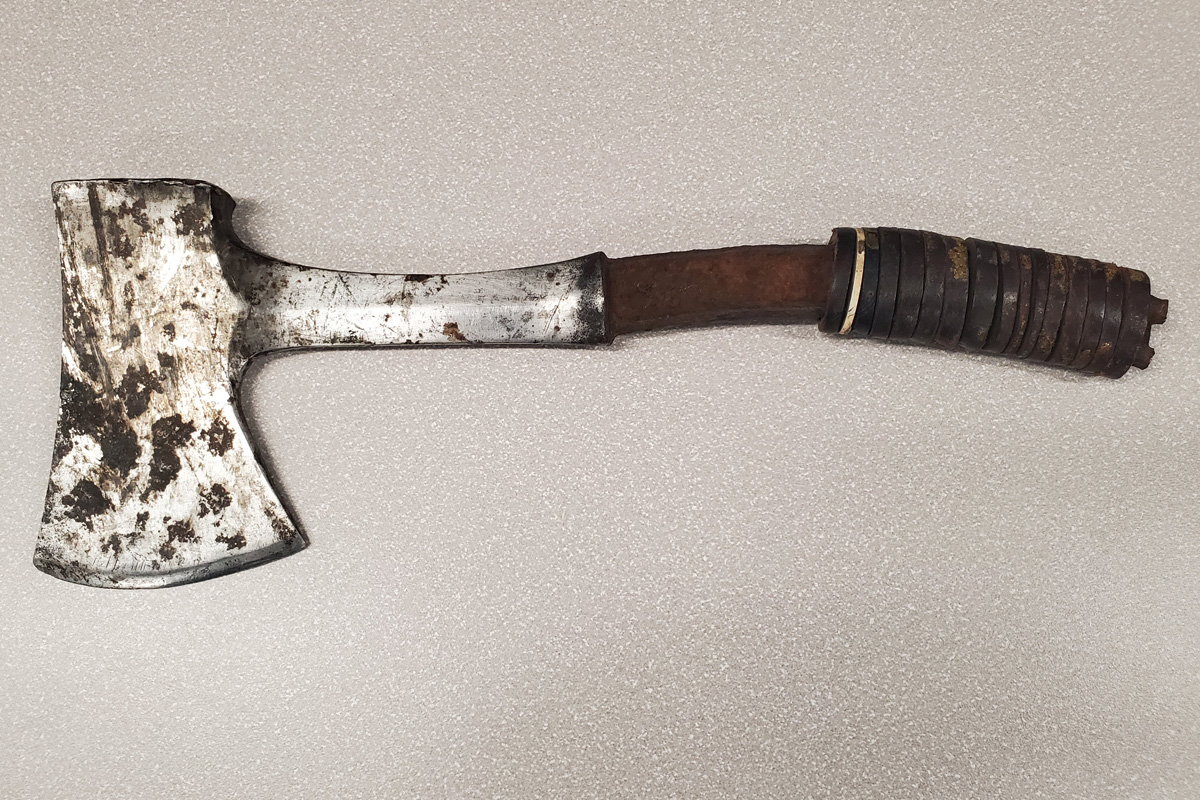 Waterloo Regional Police say they seized a hatchet in Cambridge on Thursday.
