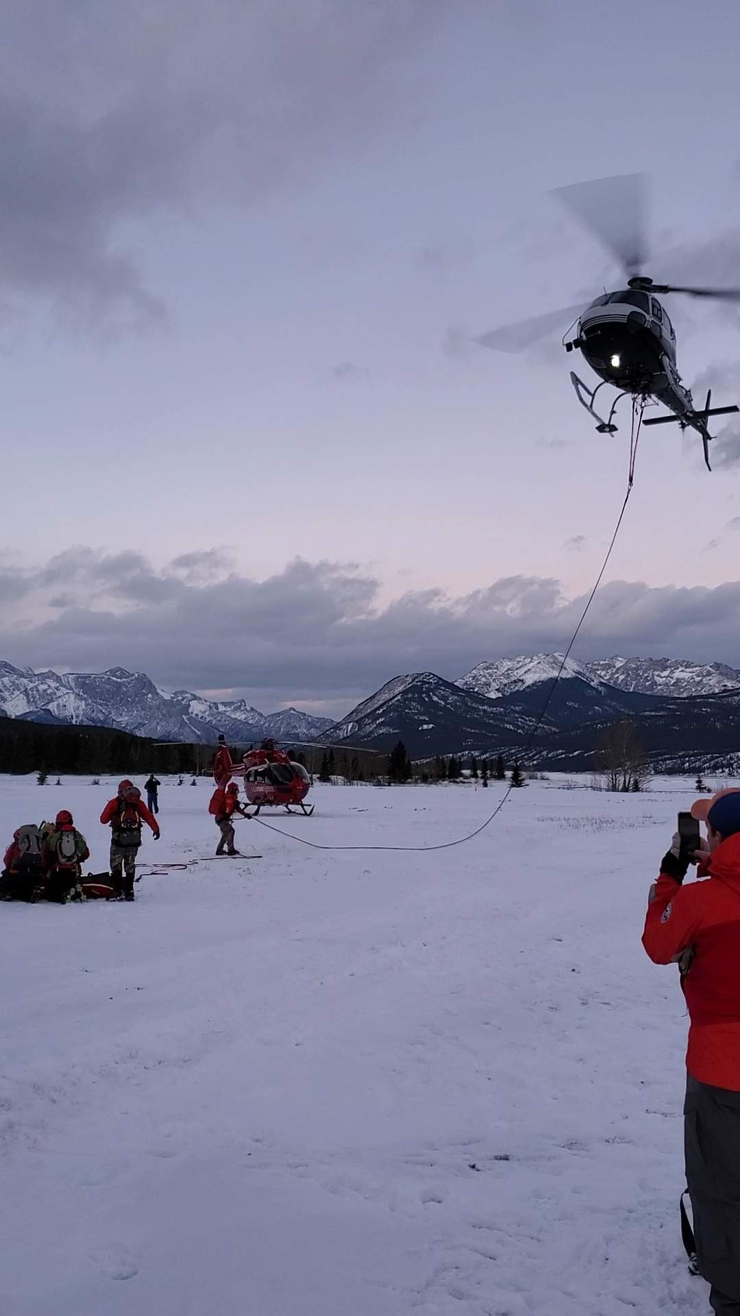 An ice climber is rescued after falling 12 metres in the Alberta Rockies, Friday, Jan. 16, 2021.
