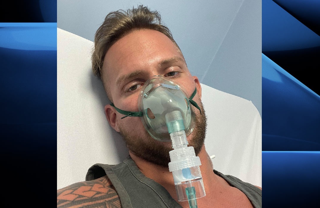 Londoner Jonathon O'Hagan as seen in his bed inside a medical centre in Punta Cana, Dominican Republic.