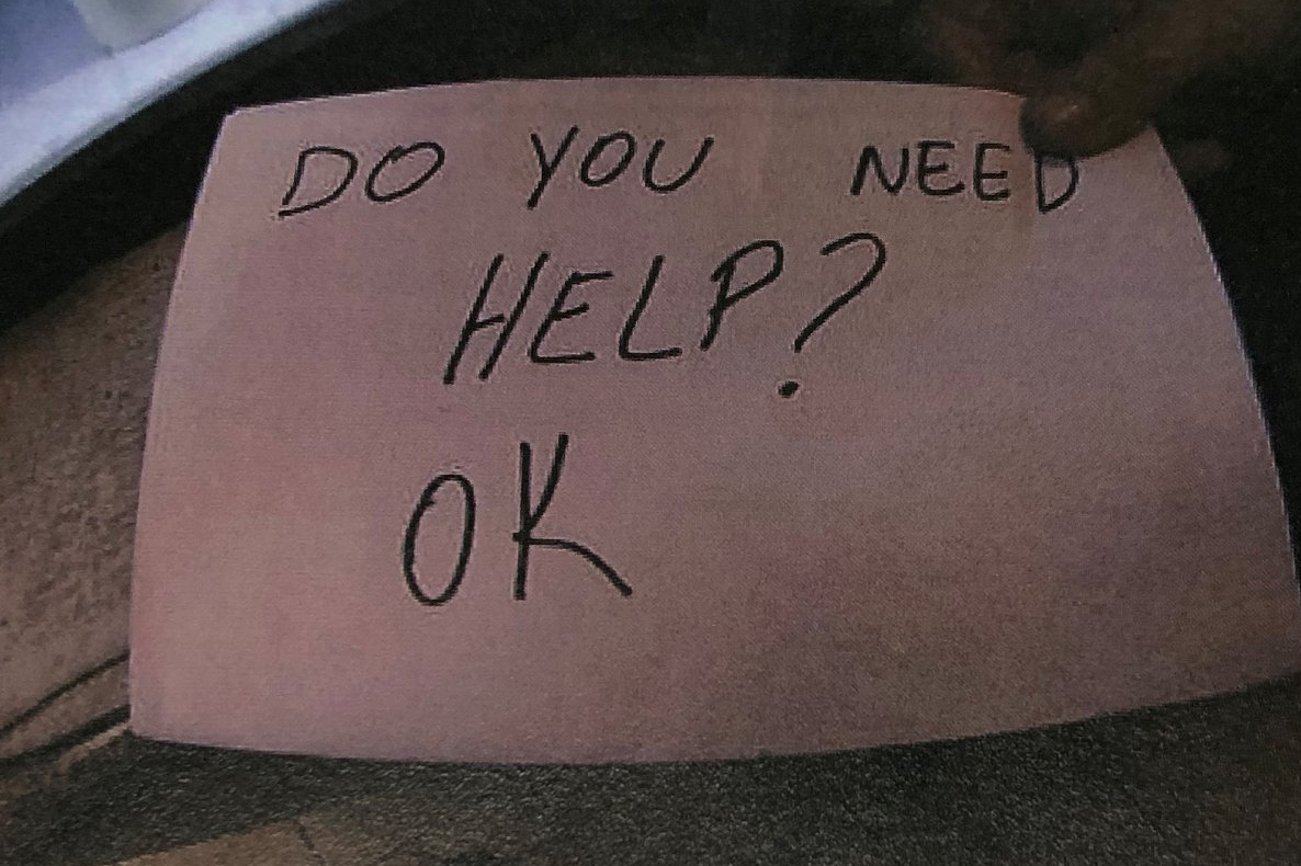 Flavaine Carvalho used this note to communicate with a boy in an abusive situation, police say.