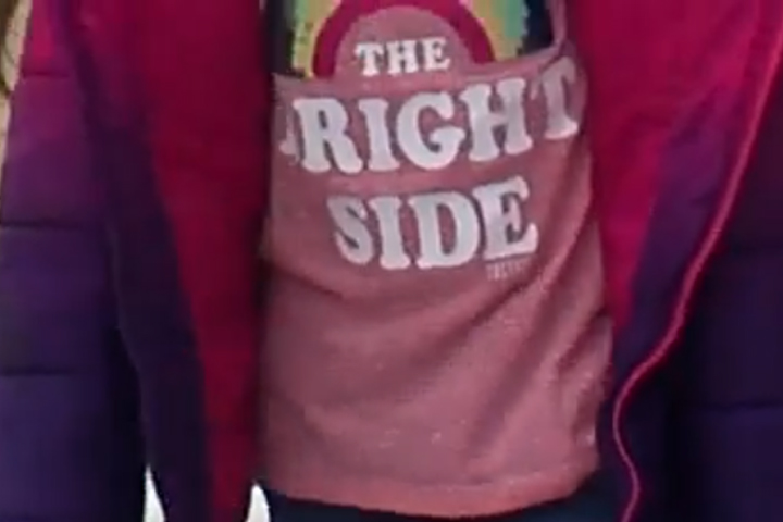 Chloe Shelton, 8, wears a shirt with a rainbow design in this image from video.