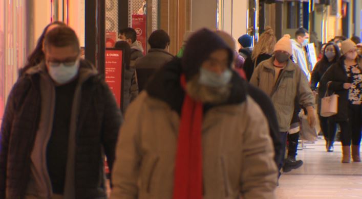 Shoppers back at Polo Park Mall in Winnipeg, MB on January 23 - the first day of eased restrictions.