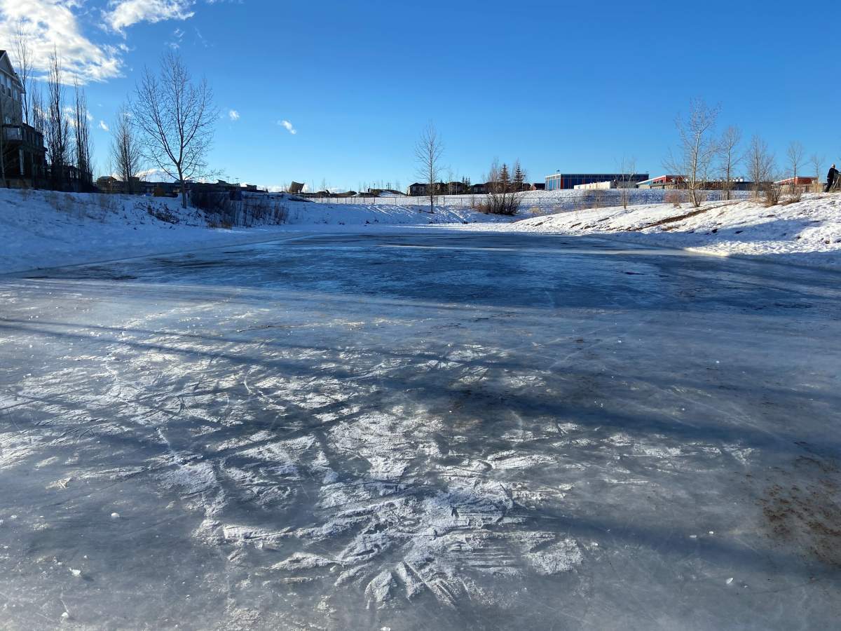 Storm pond rink in Chestermere.