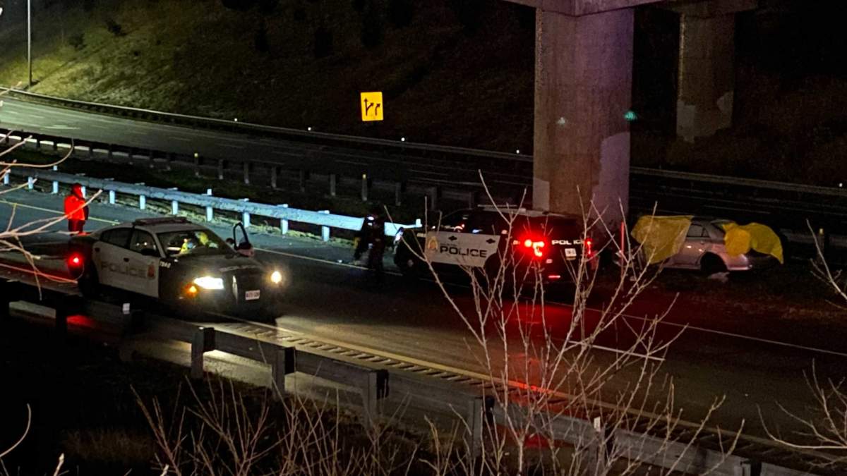 Hamilton paramedics confirm a woman was sent to hospital with vital signs absent after a crash on the Red Hill Valley Parkway on Saturday afternoon.