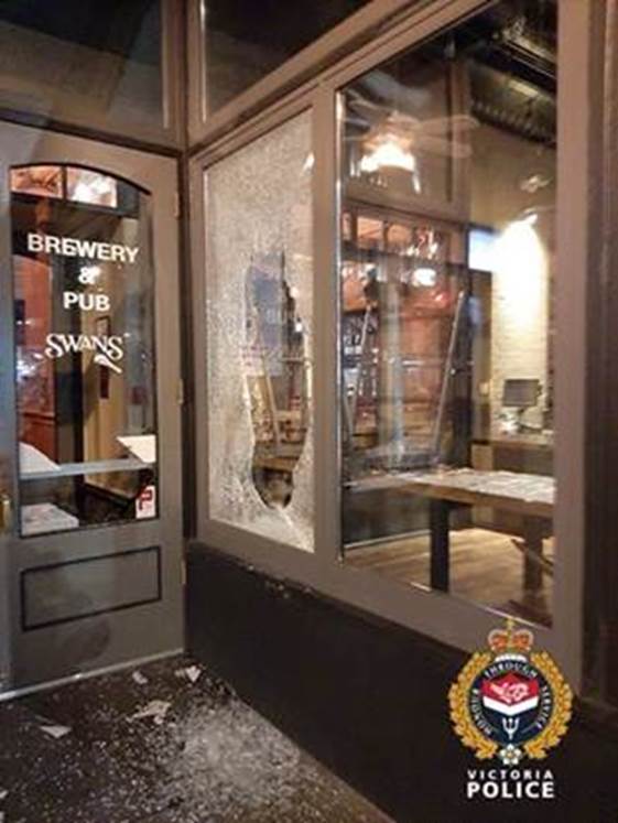 One of the businesses damaged by a man early Wednesday morning.