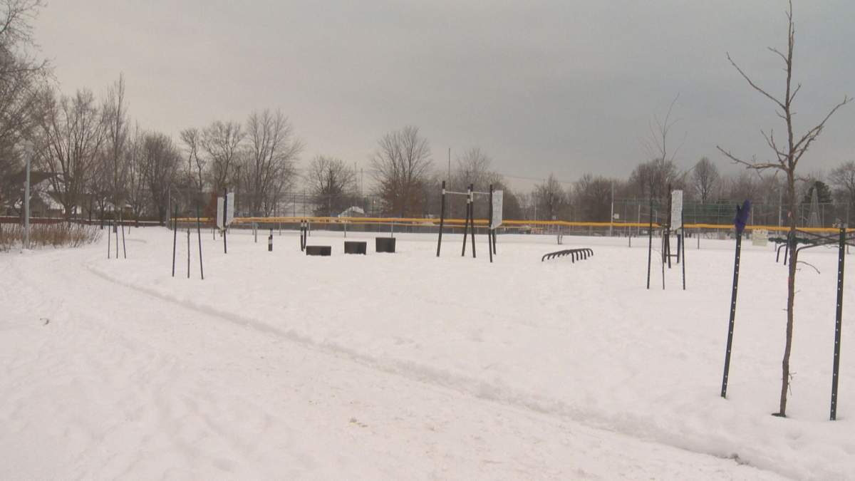 The city has carved a new 2.5 kilometer snow track that snakes around green spaces near the Lakeshore Drive.