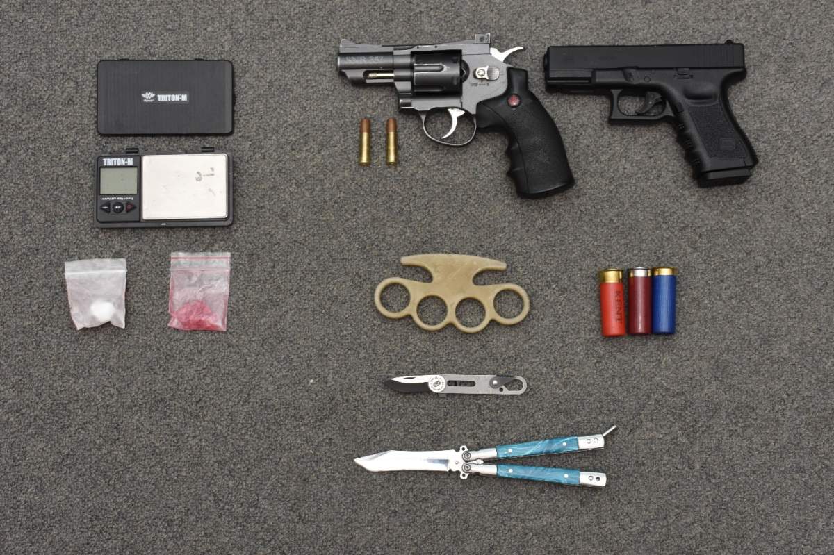 Items police say they seized during a bust at a home on Head Street North in Strathroy-Caradoc on Jan. 8, 2021.