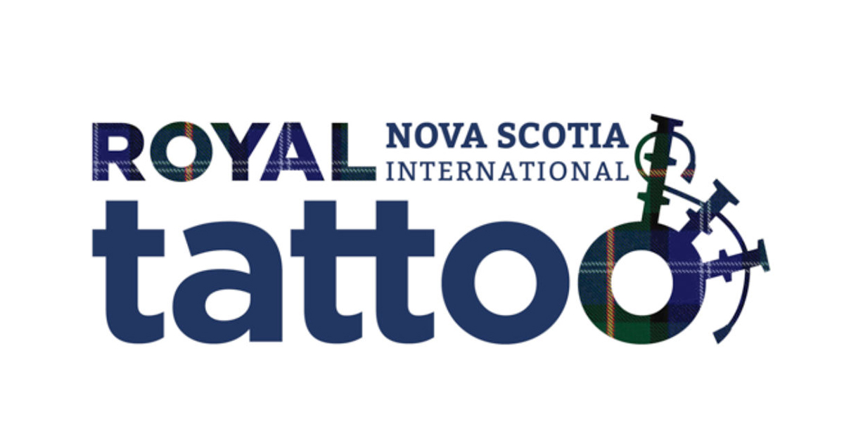Royal Nova Scotia International Tattoo - GlobalNews Events. Image features the Royal Tattoo logo filled in with the Nova Scotian Tartan Colours