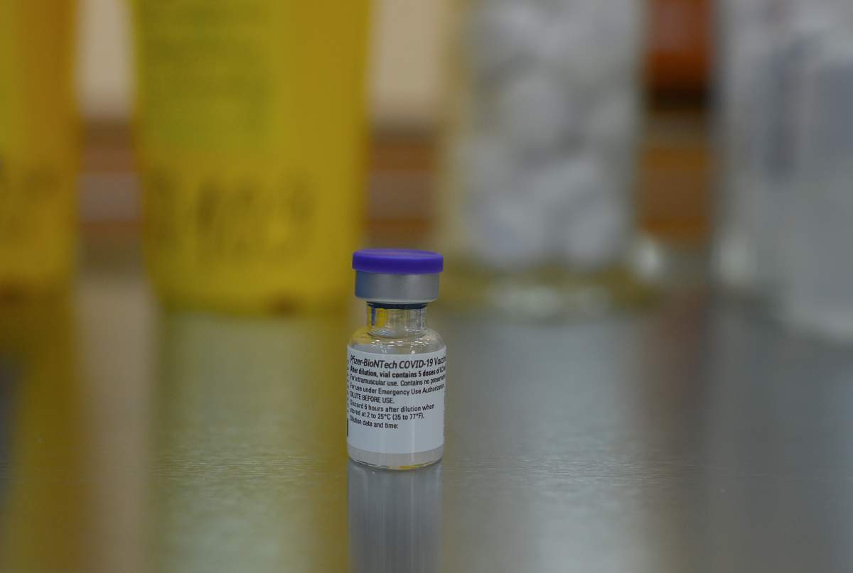 A vial of the Pfizer-BioNTech vaccine.
