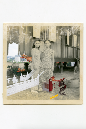 Simon meshes older and newer photos to create photomontages as a way of connecting to her heritage.
