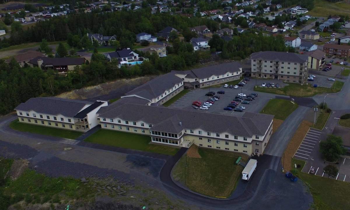 An undated aerial photo of Manoir Belle Vue Inc., in Edmundston, N.B. 