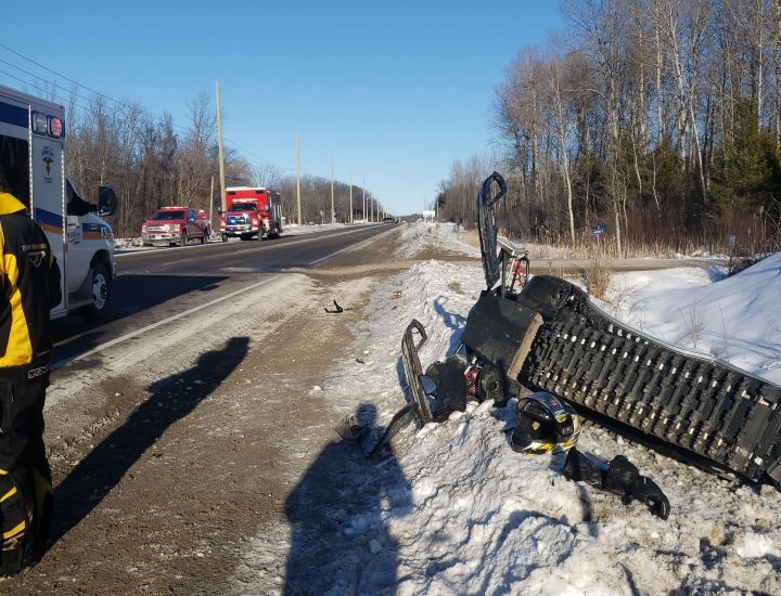 The snowmobile rider was transported to Georgian Bay General Hospital before he was airlifted to Toronto.