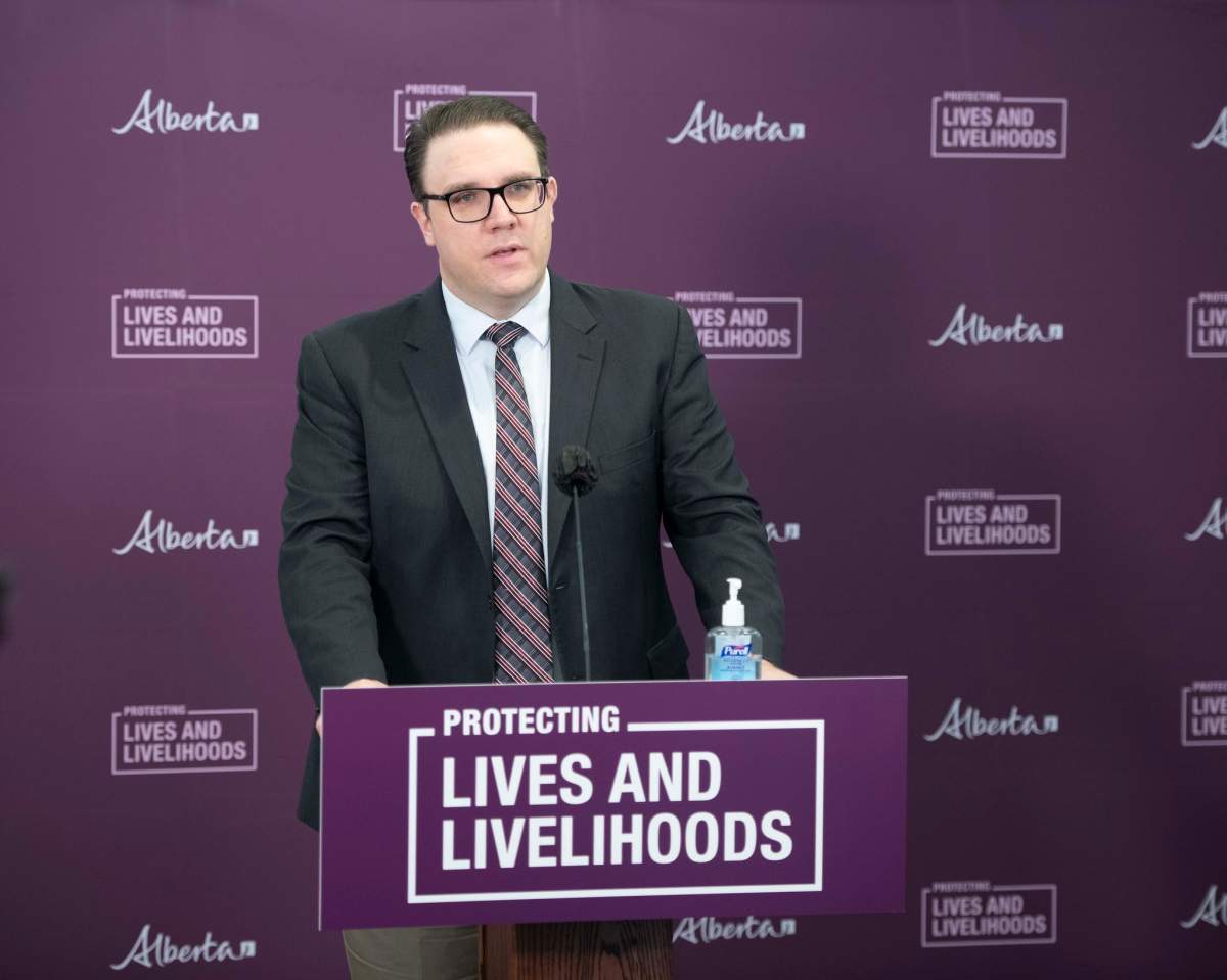 Government House Leader Jason Nixon outlines, from Edmonton on February 24, 2021, a spring legislative agenda that will protect Albertans’ lives and livelihoods while also focusing on democratic reform. 
