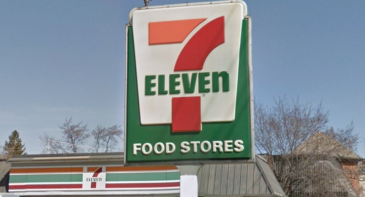A 7-Eleven sign is seen outside of an Etobicoke store.