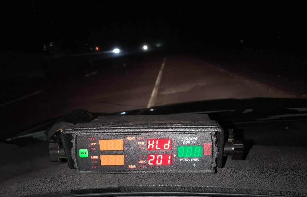 A driver was caught by an Alberta sheriff going nearly double the speed limit on Highway 16 east of Edmonton on Feb. 11, 2021.