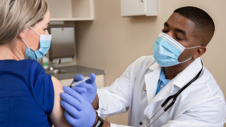 A vaccine is administered.