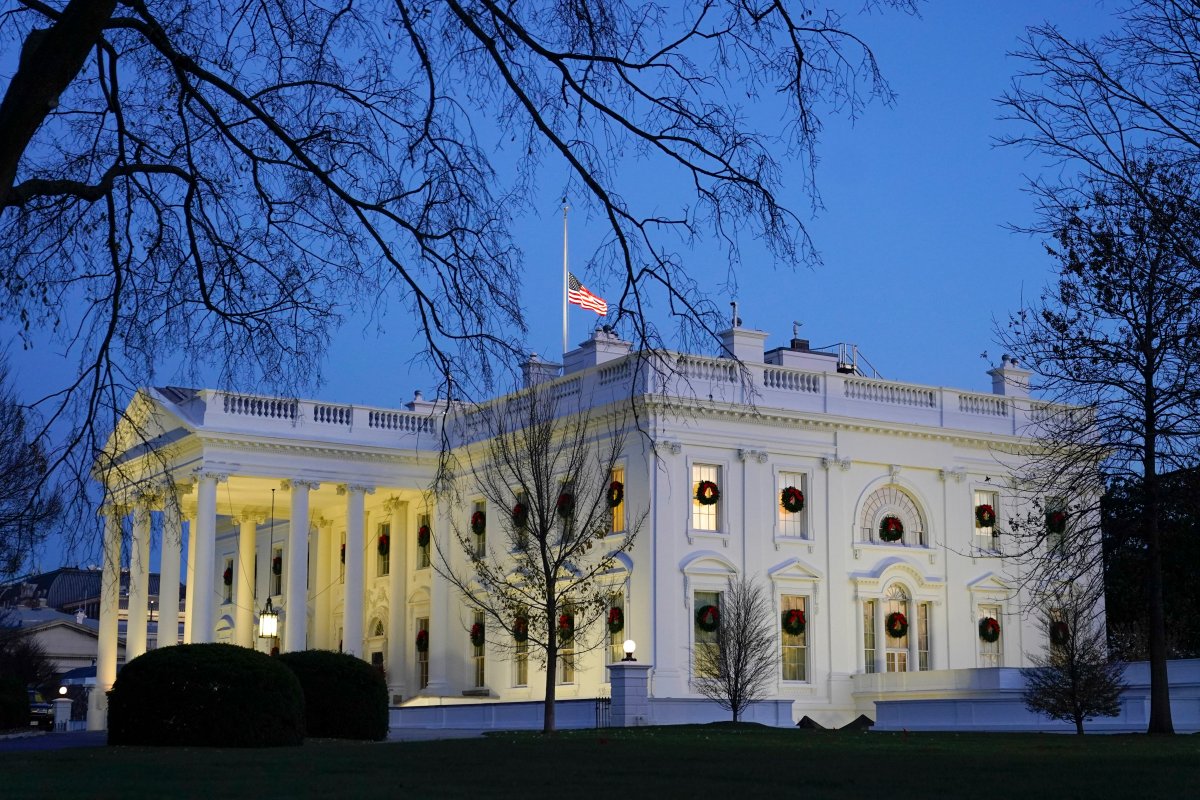 FILE - In this Dec. 7, 2020, file photo, dusk settles over the White House in Washington.