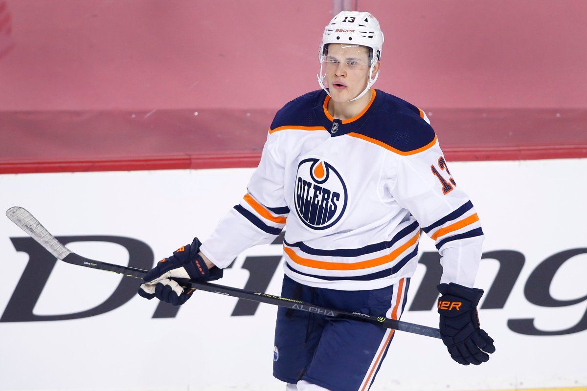 NHL profile photo on Edmonton Oilers player Jesse Puljujarvi, at a game against the Calgary Flames in Calgary, Alta. on Feb. 6, 2021. THE CANADIAN PRESS IMAGES/Larry MacDougal.
