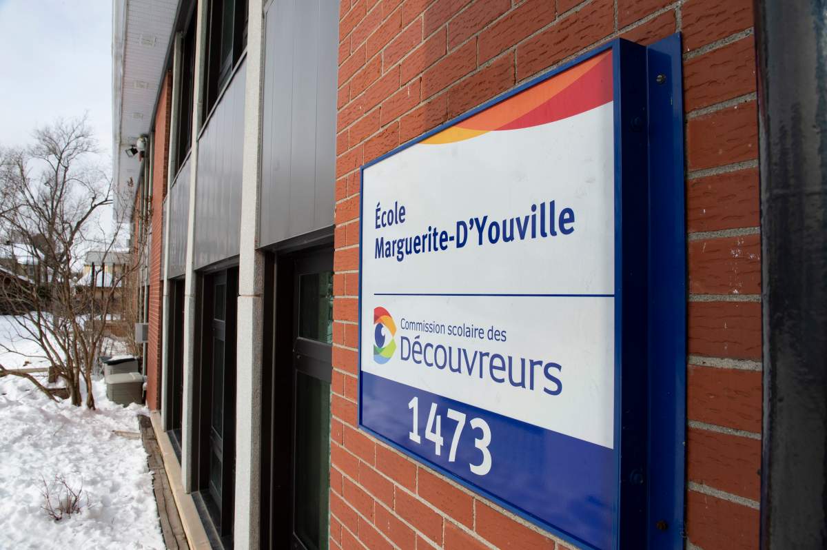 The Marguerite-d'Youville elementary school is closed after two students are believed to be infected with a variant of COVID-19 virus, Saturday, February 20, 2021 at  in Cap-Rouge, a suburb of Quebec City. 