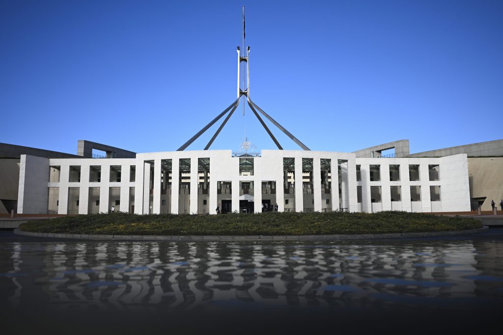 An exterior view of the Austrlian Parliament House in Canberra, Australia, 02 April 2019.