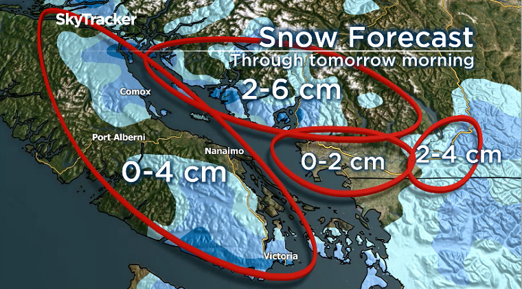 Snow forecast from Wednesday morning.