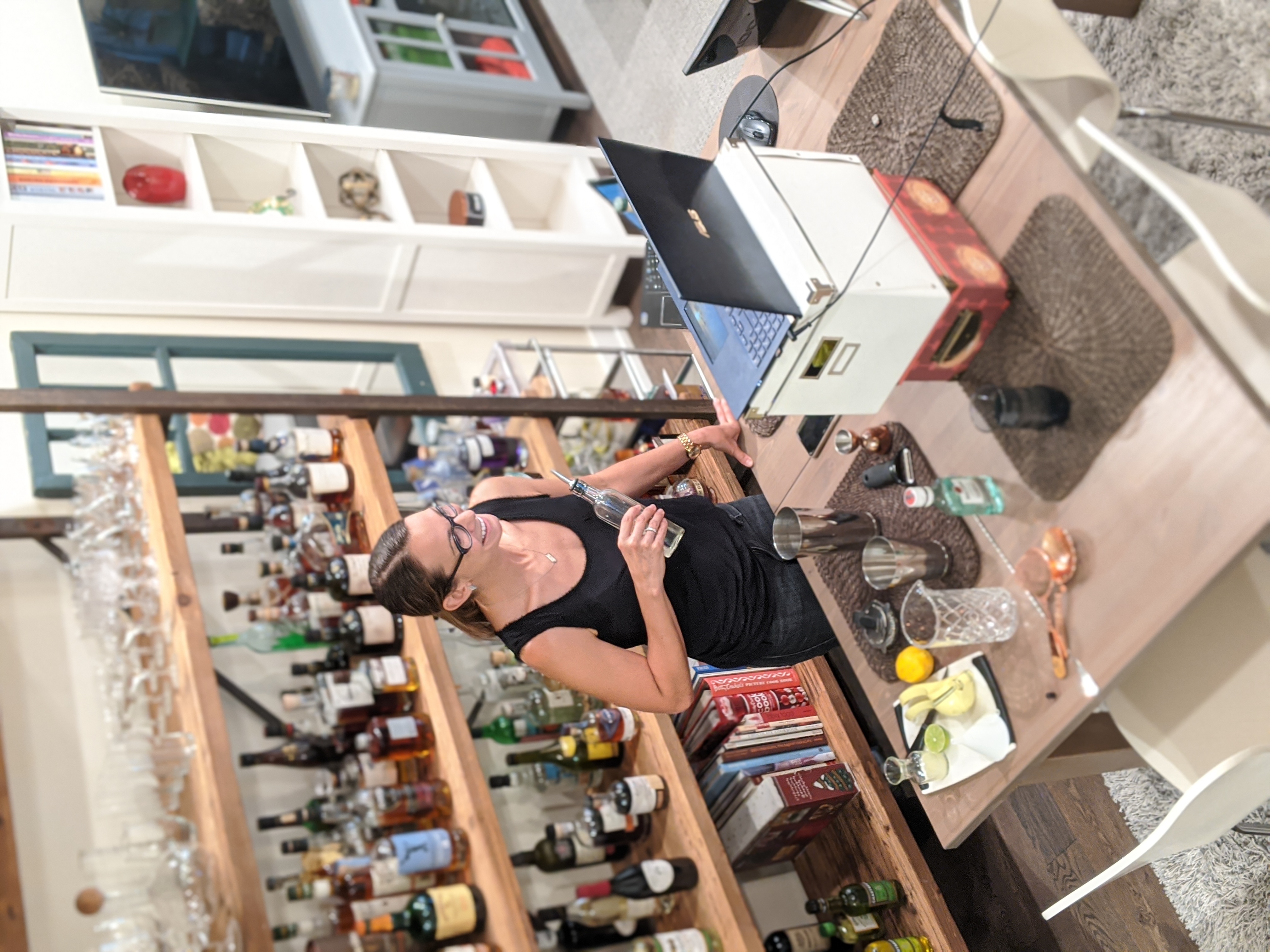 Famous Last Words owner Marlene Thorne teaching an online cocktail class.