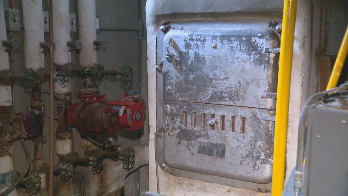 The home’s original boiler is seen.
