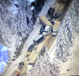 The crash as seen from the air Wednesday afternoon. Credit: Amber Belzer