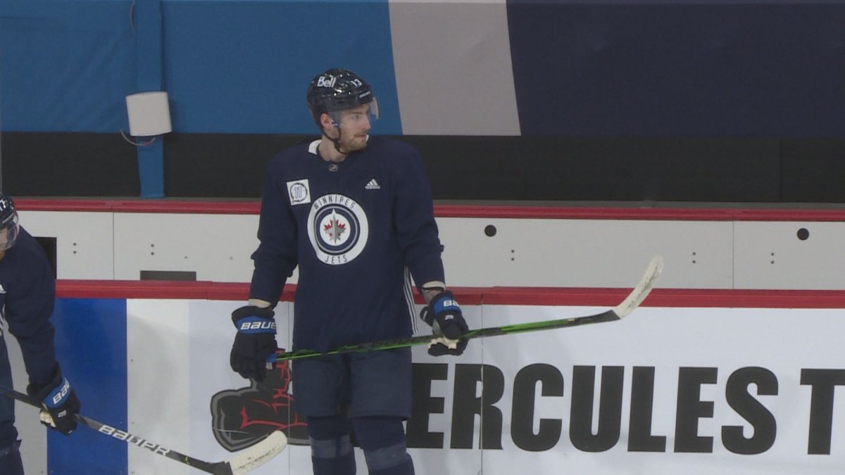 Pierre-Luc Dubois in his first official practice as a member of the Winnipeg Jets.