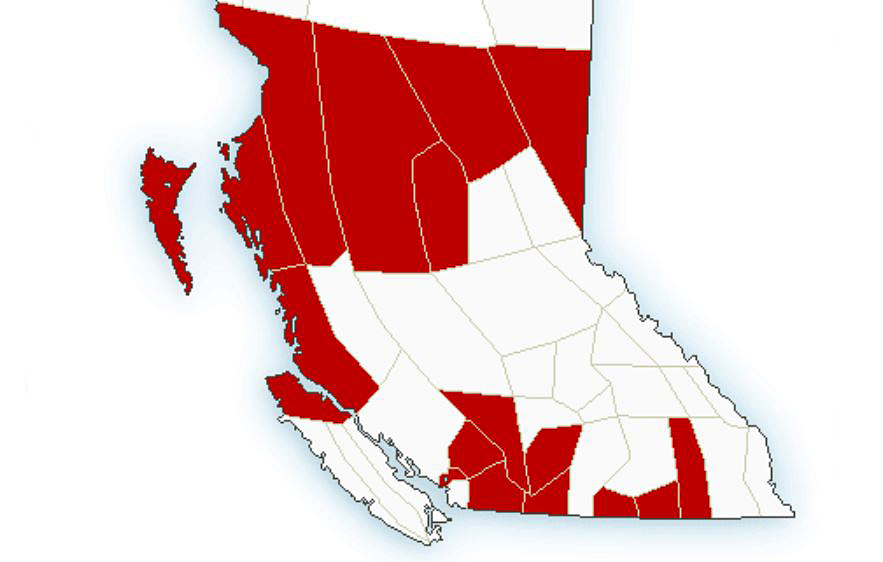 An incoming Pacific frontal system will spread snow across north-central B.C., from the coast to the Alberta border, plus mountain passes in the Southern Interior.