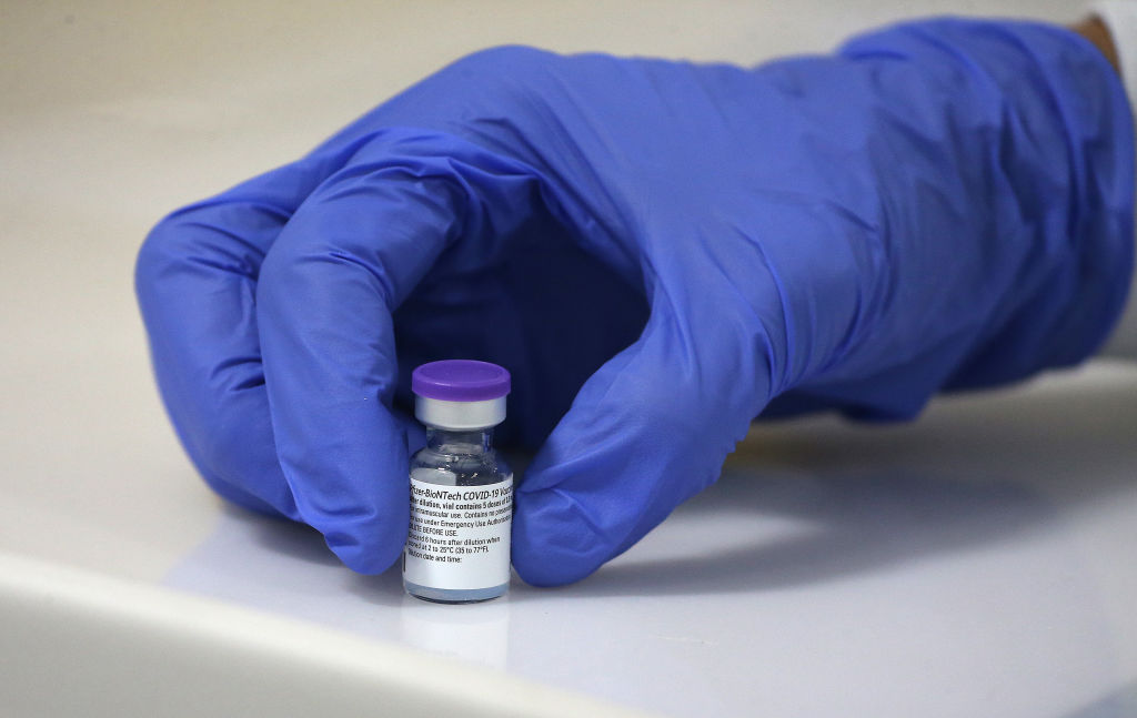 FILE - A vial of the Pfizer-BioNTech COVID-19 vaccine.