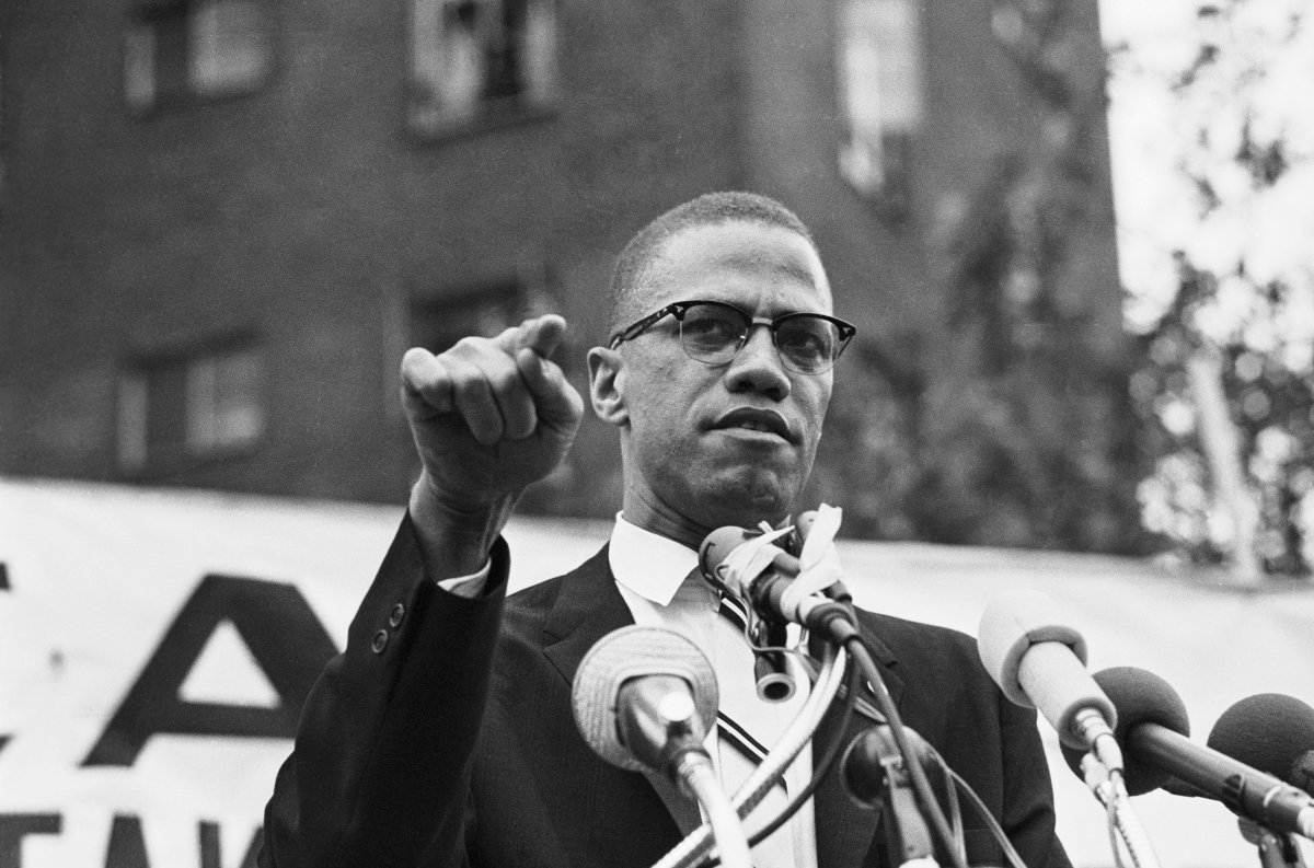 Nation of Islam leader Malcolm X draws various reactions from the audience as he restates his theme of complete separation of whites and African Americans.
