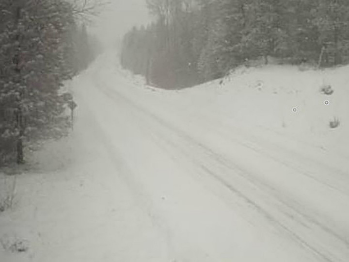 Road conditions along Highway 33 east of Kelowna on Thursday, Feb. 18, 2021.