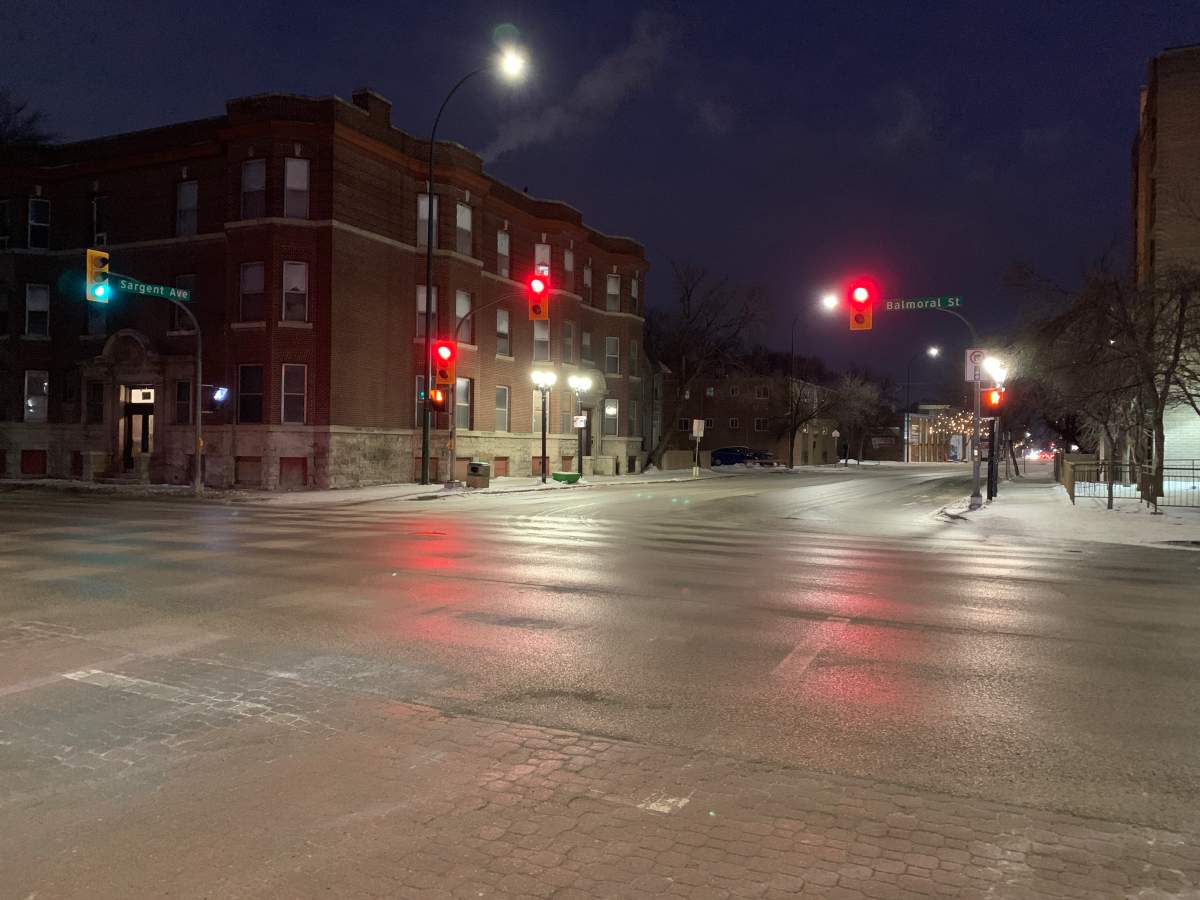 The intersection of Balmoral and Sargent was closed Wednesday night.