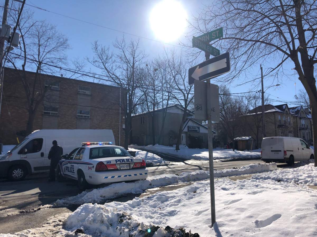 Police on scene of a death investigation on Stanley Street on Feb. 3, 2021.