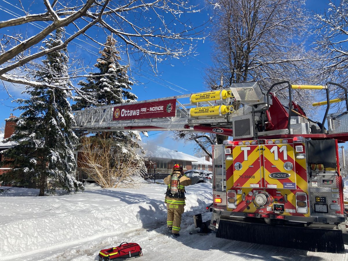 Ottawa fire crews extinguished a fire on Lepage Avenue near McBridge Avenue in Carlington on Thursday.