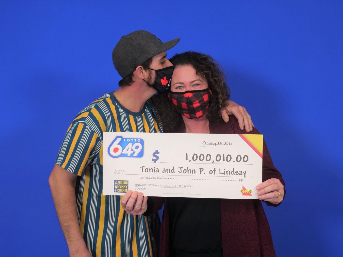 Tonia and John Patterson of Lindsay have that “6/49 feeling” after winning the guaranteed $1-million prize in the Oct. 10, 2020 draw.