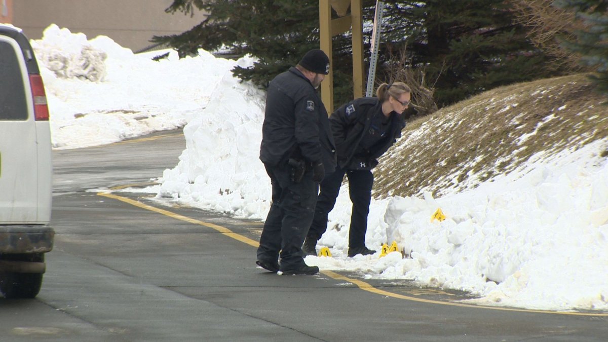 Halifax Regional Police investigate a shooting at a home on Larry Uteck Blvd., on Feb. 13, 2021. 