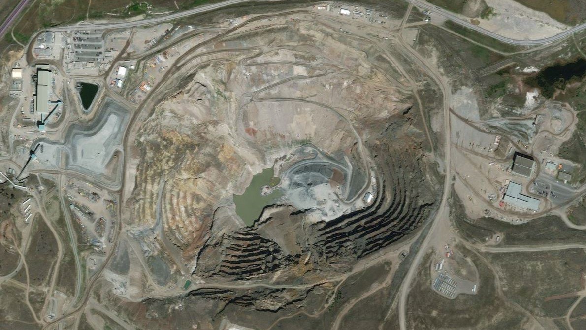 A satellite view of the New Afton Mine, which is located along the 4000 block of the Trans-Canada Highway, just west of Kamloops.
